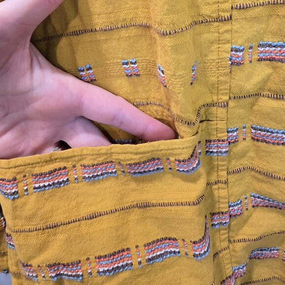 Habitat Clothes To Live In Shirt Mustard Embroidered Pockets Size Small - Picture 4 of 7